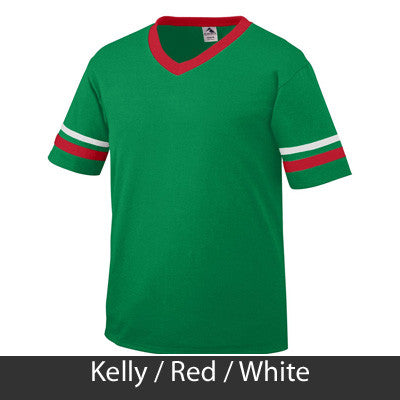 Alpha Xi Delta Striped Tee with Twill Letters - Augusta 360 - TWILL