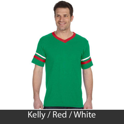 Delta Kappa Epsilon Striped Tee with Twill Letters - Augusta 360 - TWILL