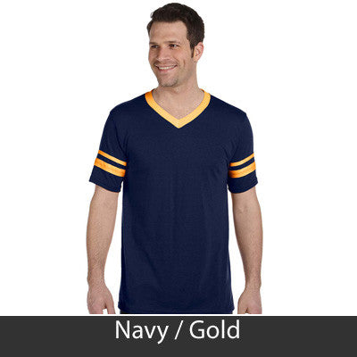 Delta Chi Striped Tee with Twill Letters - Augusta 360 - TWILL