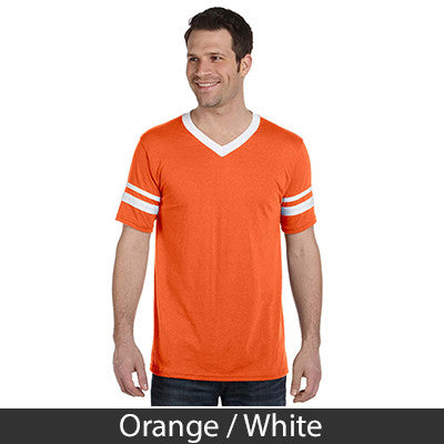 Delta Chi Striped Tee with Twill Letters - Augusta 360 - TWILL