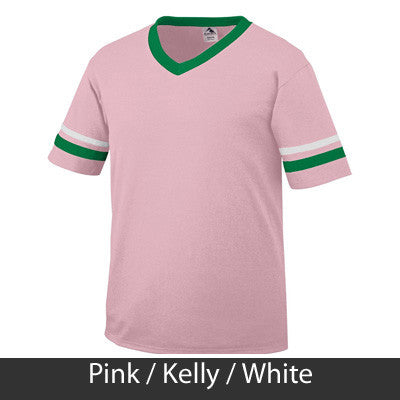 Phi Sigma Sigma Striped Tee with Twill Letters - Augusta 360 - TWILL