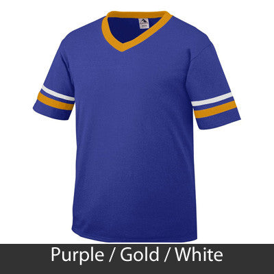 Gamma Sigma Sigma Striped Tee with Twill Letters - Augusta 360 - TWILL