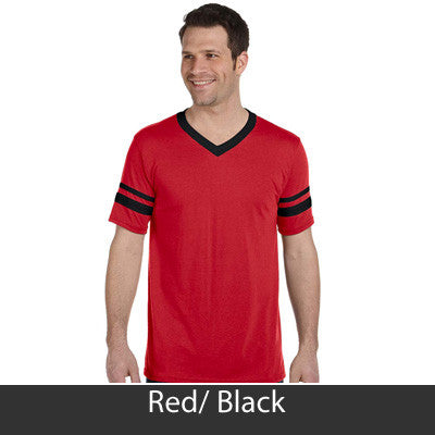 Delta Kappa Epsilon Striped Tee with Twill Letters - Augusta 360 - TWILL