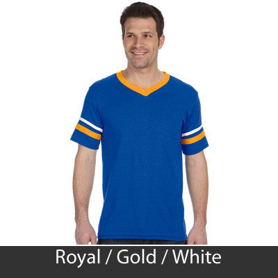 Theta Chi Striped Tee with Twill Letters - Augusta 360 - TWILL
