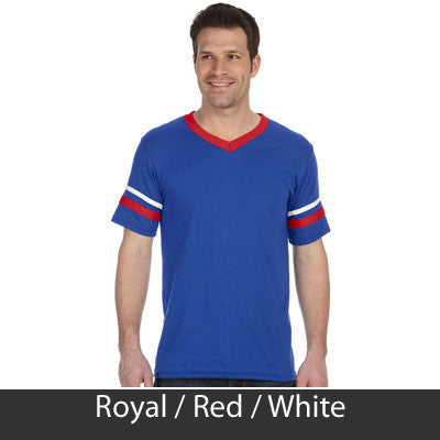 Phi Kappa Tau Striped Tee with Twill Letters - Augusta 360 - TWILL