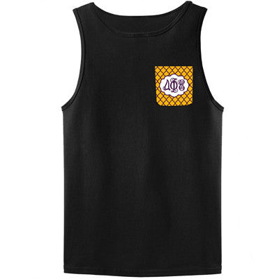 Sorority Crocket Tank Top with Script Monogram - Gildan 2200 - SUB