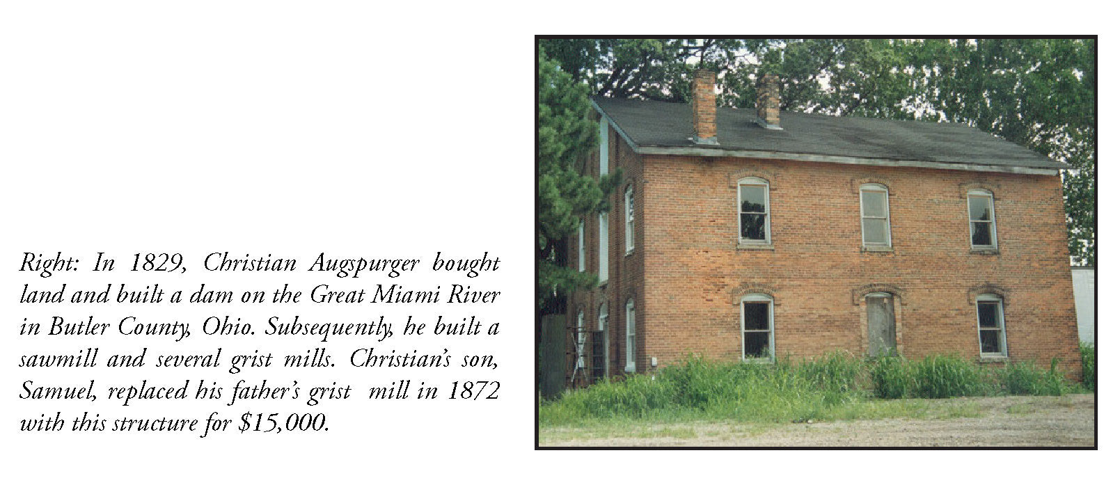 christian augspurger miami river mill grist butler ohio