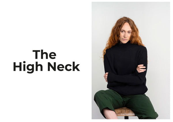 knitwear alpaca cotton british women high neck black eco sustainable
