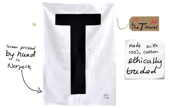 eco t-towel simple plain modern print black white