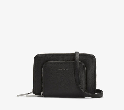 black vegan leather purse wallet bag