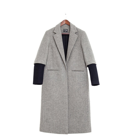 grey masculine coat women ethical sustainable fashion london