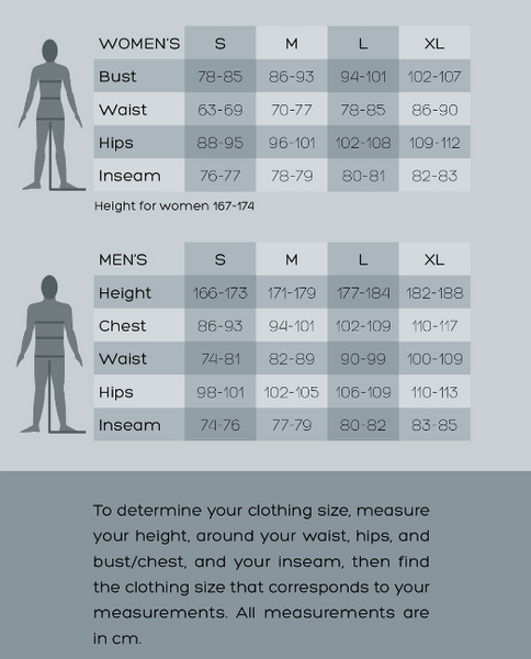 Engel Sport Wool Garment Athletic Wear Size Chart