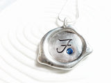 Wax Seal Initial Necklace | Initial and Birthstone Initial