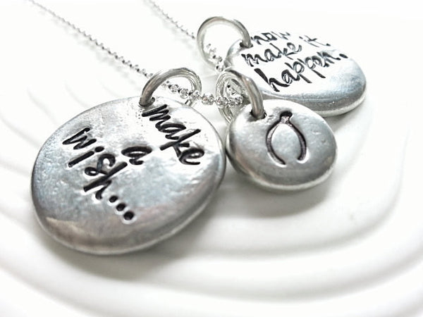 Make A Wish Necklace - Hand Stamped, Personalized Inspirational Necklace - Wishbone Design- Graduation Gift - Graduation Necklace