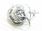 Inspirational Necklace- Hand Stamped - Storms Make Trees Take Deeper Roots - Long Medallion Pendant with Tree - Dolly Parton Quote