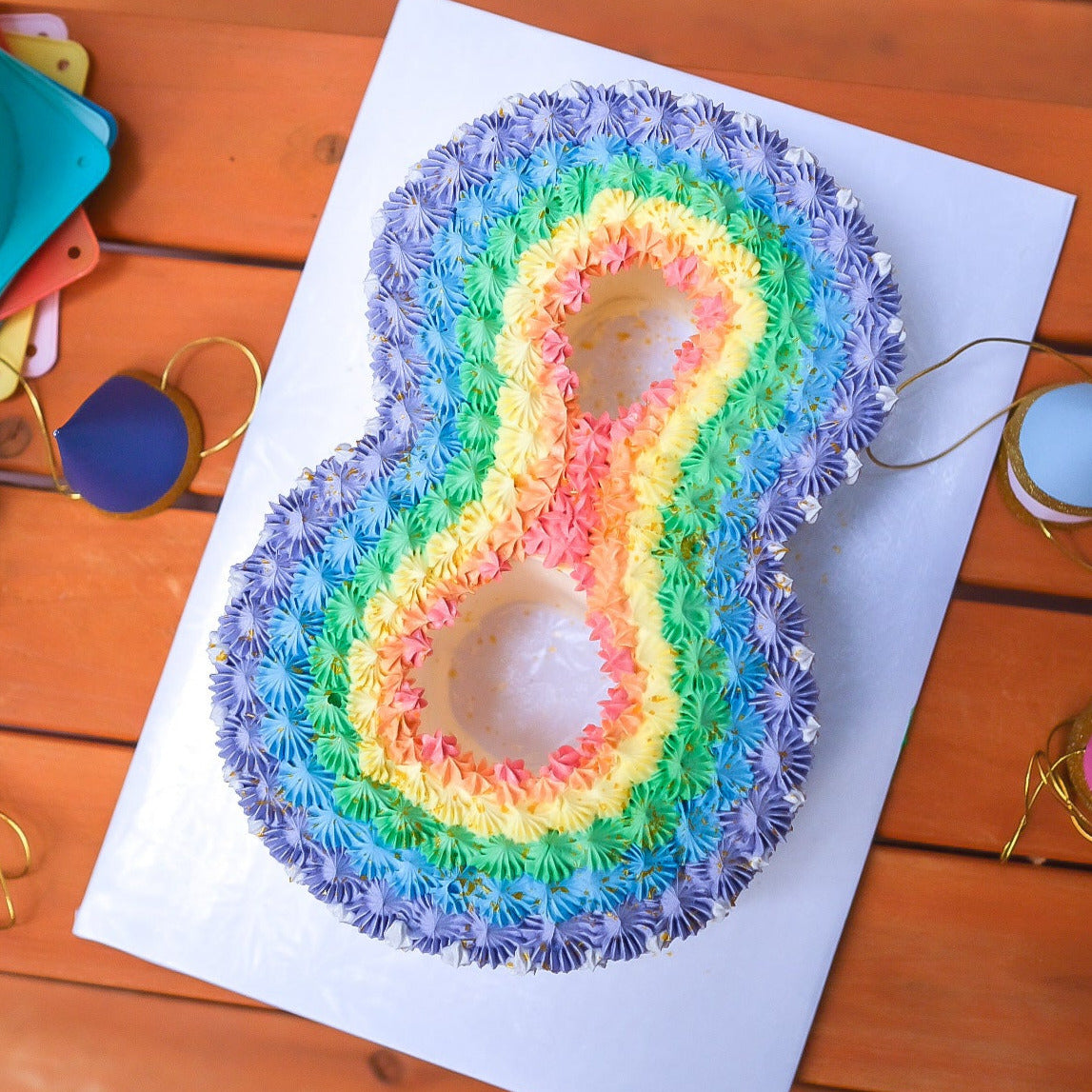 Rainbow Number Cake