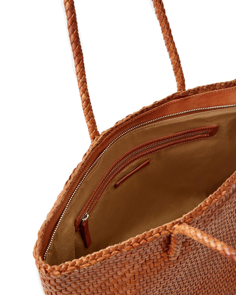 woven leather tote bag