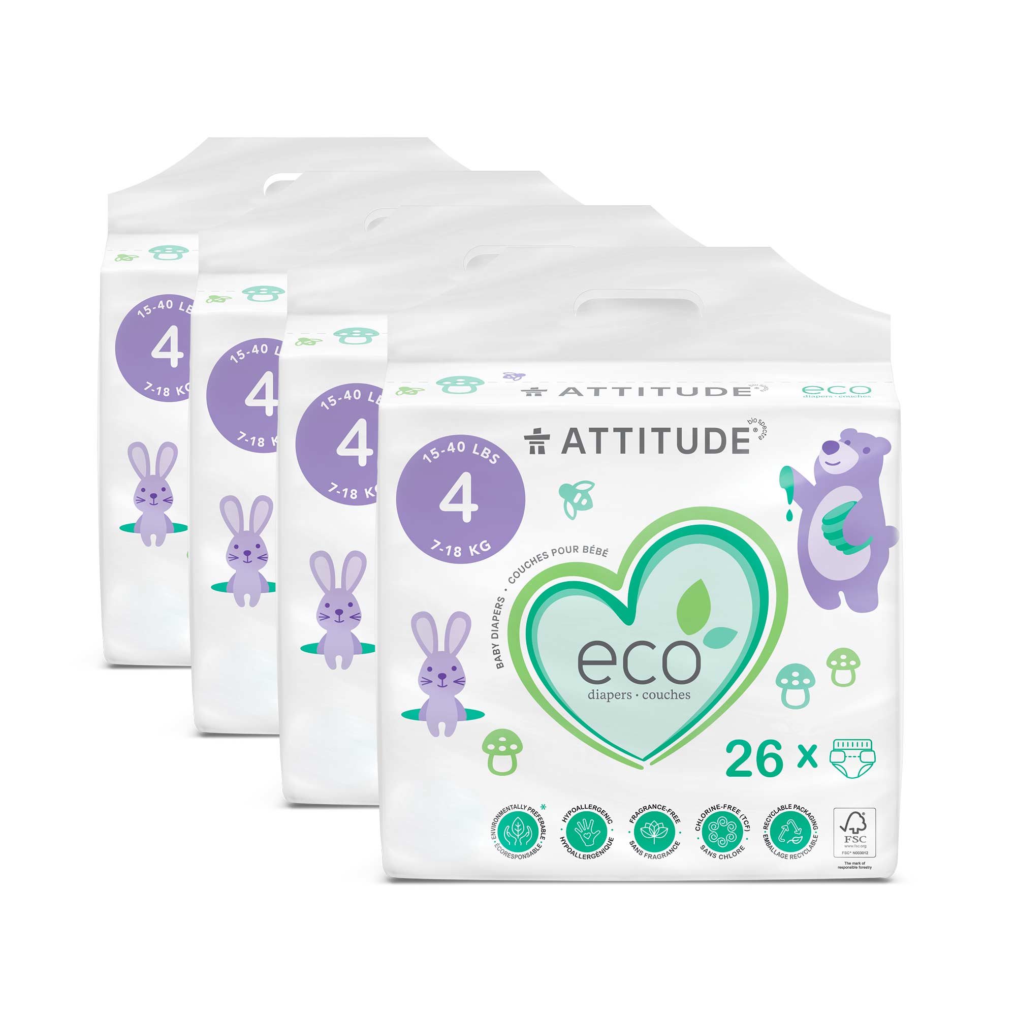 ATTITUDE Eco-friendly Biodegradable Diapers (size 4) - & Disposable BDL_4_16240_en?_main? Size 4 (Weight 15+40 lbs) / 4 units (5% discount)