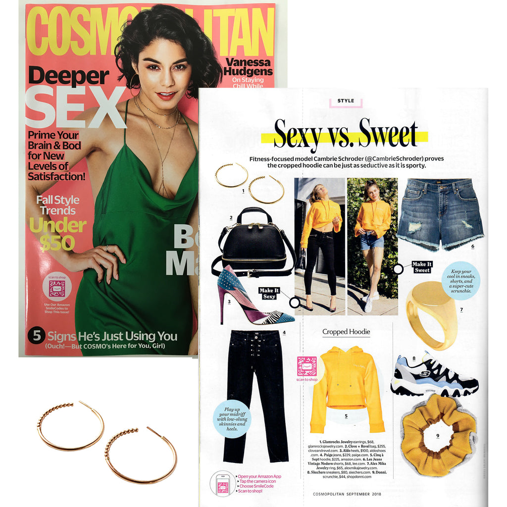 Vanessa Hudgens on September 2018 issue of Cosmopolitan Magazine with insert for Glamrocks Jewelry
