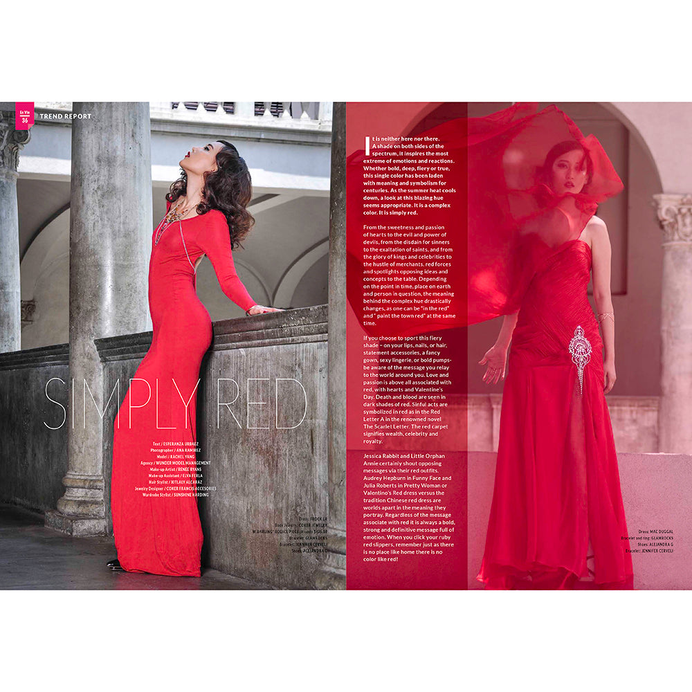 En Vie Magazine Simply Red Editorial with Glamrocks Venus Ring and Bracelet