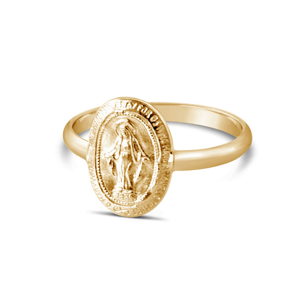 Small Virgin Mary Ring, Gold or Silver