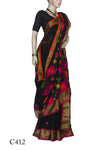 Stylist Black Soft Handloom Cotton Saree