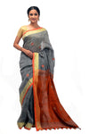Designer Bi colour Linen Soft Sari