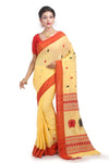 Red and Yellow pure cotton saree for Puja