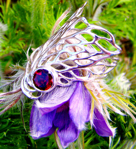 Sterling Silver Gossamer Ring with Gemstone Detail. Elena Brennan Jewellery