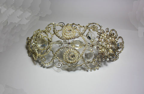 Finished Bridal Headpiece designed and handcrafted by Elena Brennan Jewellery in Cavan, Ireland