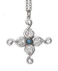 The Four Swan Lir Cross with a Topaz Gemstone from the Children of Lir Collection