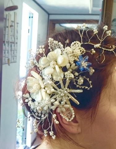 The Floral wedding headpiece structure starting to come together!