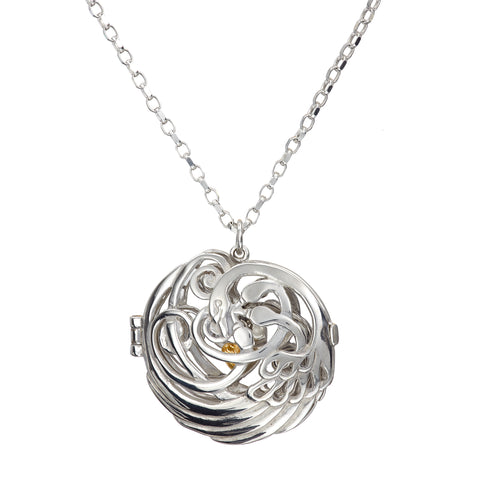 Sterling silver swan pendant handmade in Ireland by Elena Brennan. Inspired by the Irish myth, The Children of Lir.