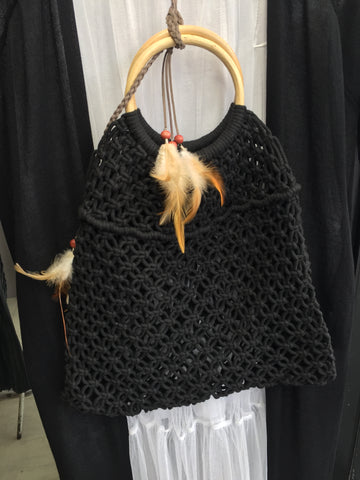 black macrame purse