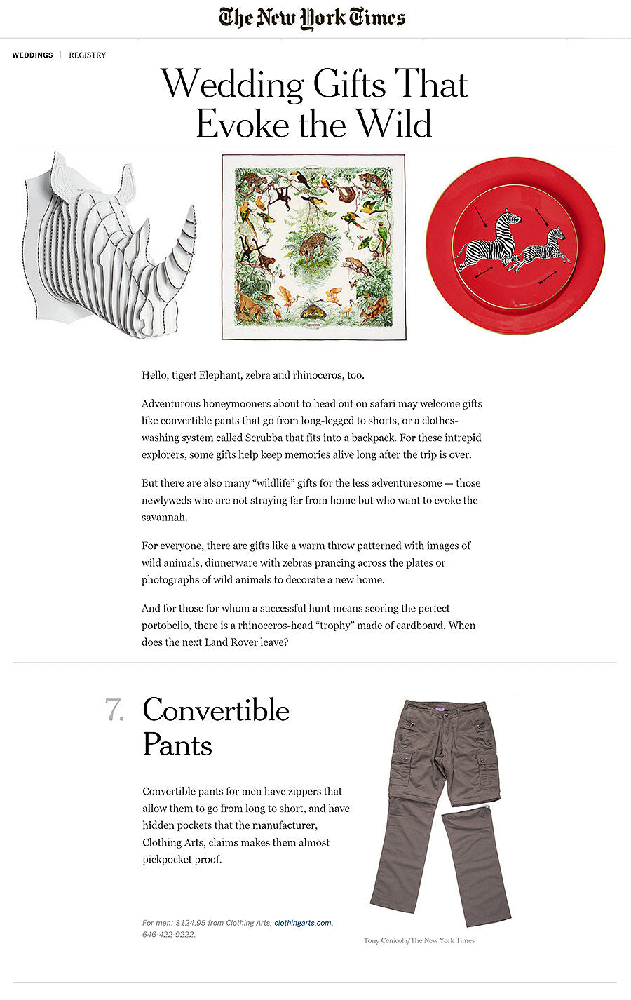 NY Times Safari Gift Guide Online