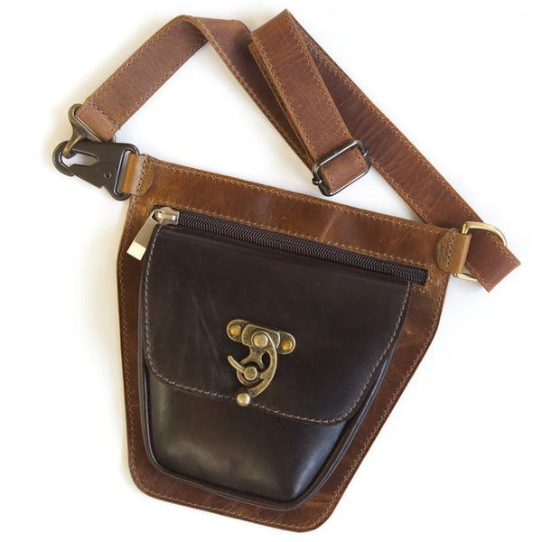 Leather waist pouch / brown hip bag / fanny pack - Made in Canada - Rimanchik