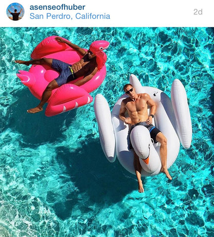 Kyle Huber and friend on the FUNBOY White Swan and Flamingo with Naila in SoCal
