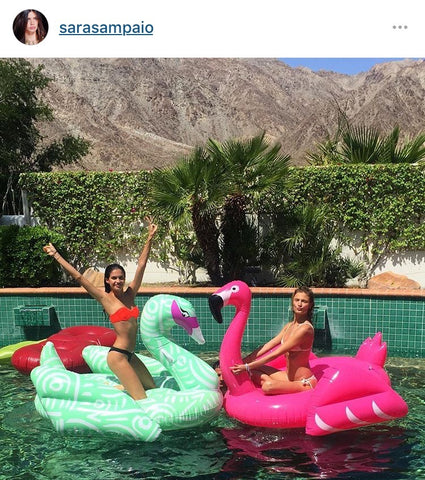 Victoria's Secret model on Coachella pool float