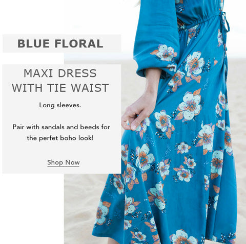 Boho Essentials blaues Kleid