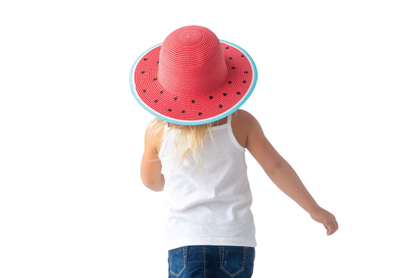 Mzdpp Watermelon Straw Hat Summer Vacation Wide-Brimmed Beach Hat Children Outdoor Sun Hat