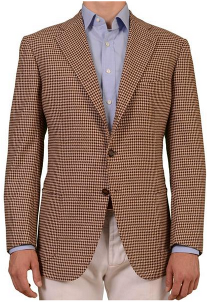 Houndstooth jacket in brown by Cesare Attolini