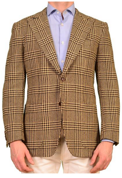 Glenplaid jacket in beige by Kiton