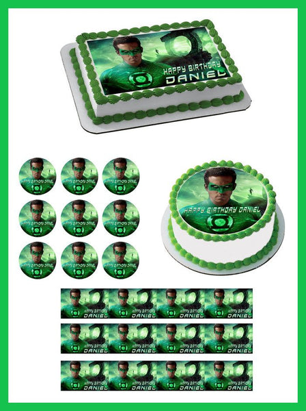 decor Green Lantern-comestibles gâteau d'Anniversaire Topper ou Cupcake Topper 