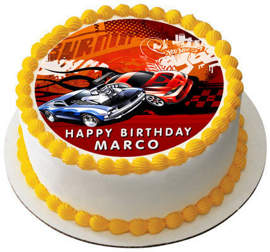 Hot Wheels Edible Birthday Cake OR Cupcake Topper – Edible Prints On