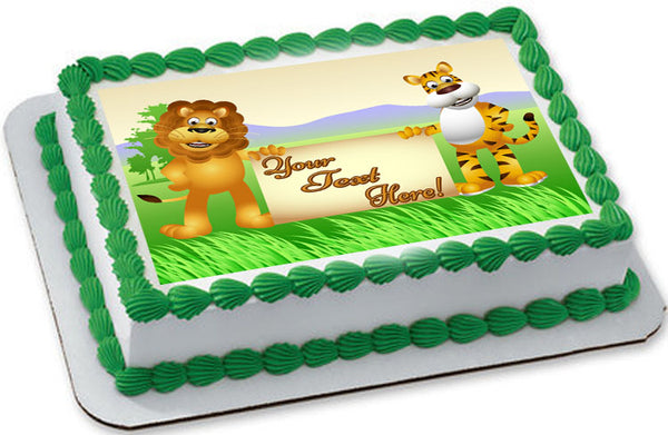 Personalised tiger birthday cake topper Easy Peel Icing Round 