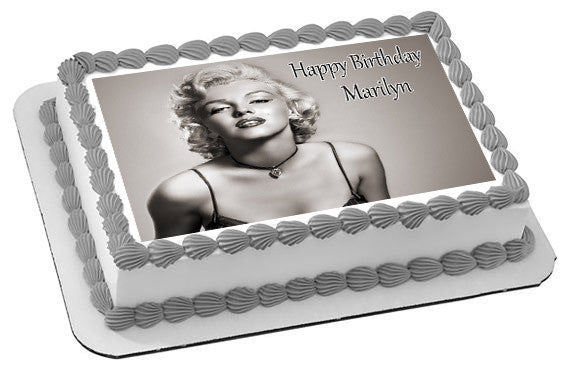 Marilyn Monroe Grey PERSONALISED 8 INCH ICING Edible Cake Topper Birthday Women 