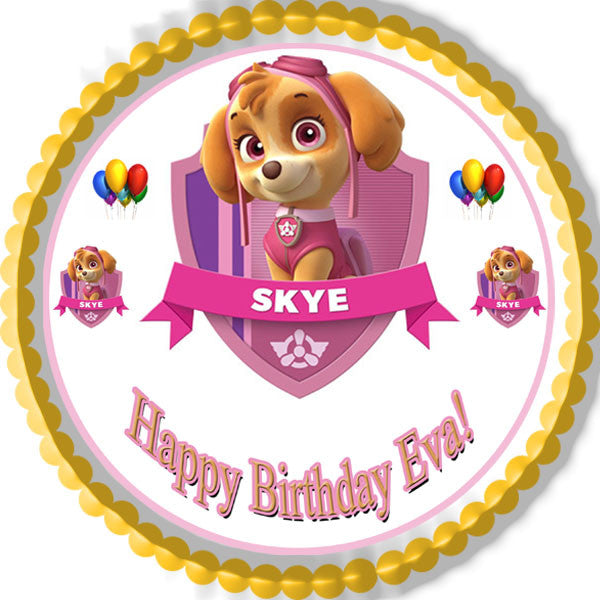 PAW SKYE (Nr1) - Edible Birthday Cake OR Cupcake Topper – Edible Prints On Cake (EPoC)