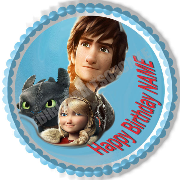 How to Train Your Dragon CAKE TOPPER PARTY EDIBLE  ICING SUGAR 7.5"  img D3 