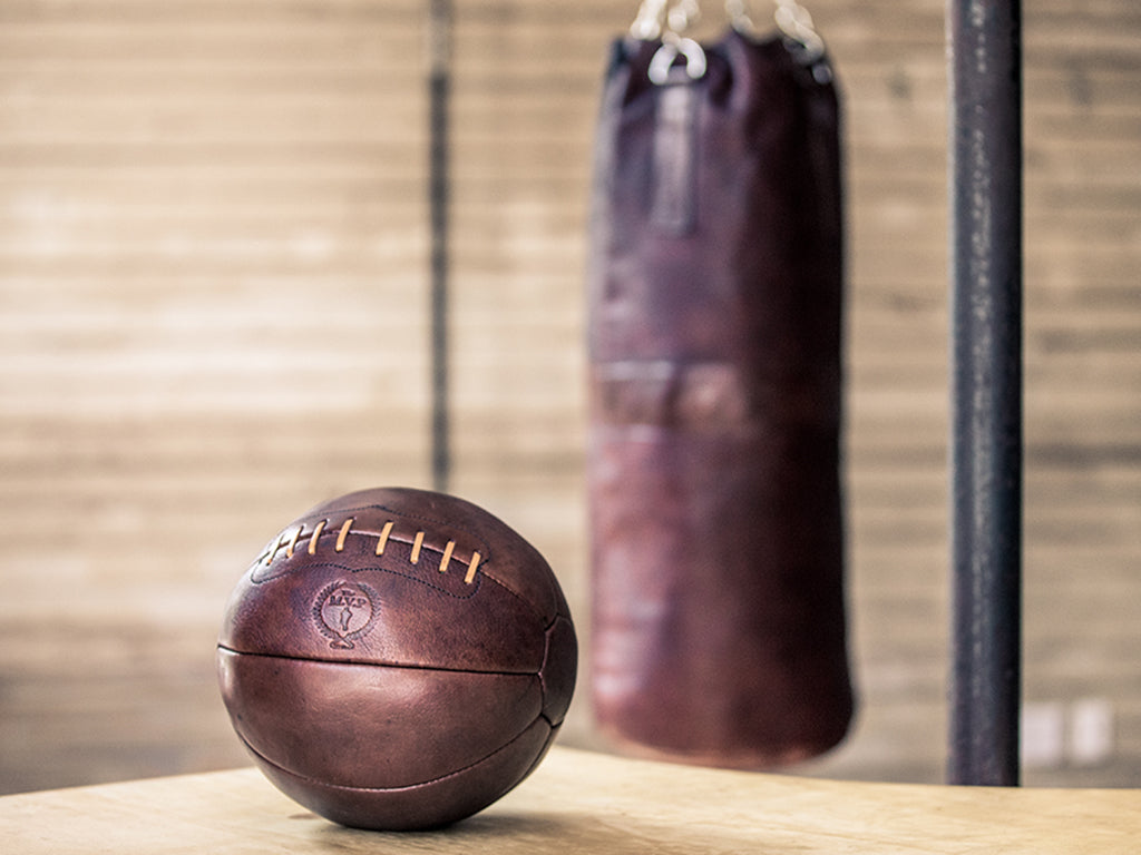 Retro Heritage Leather Medicine Gym Ball