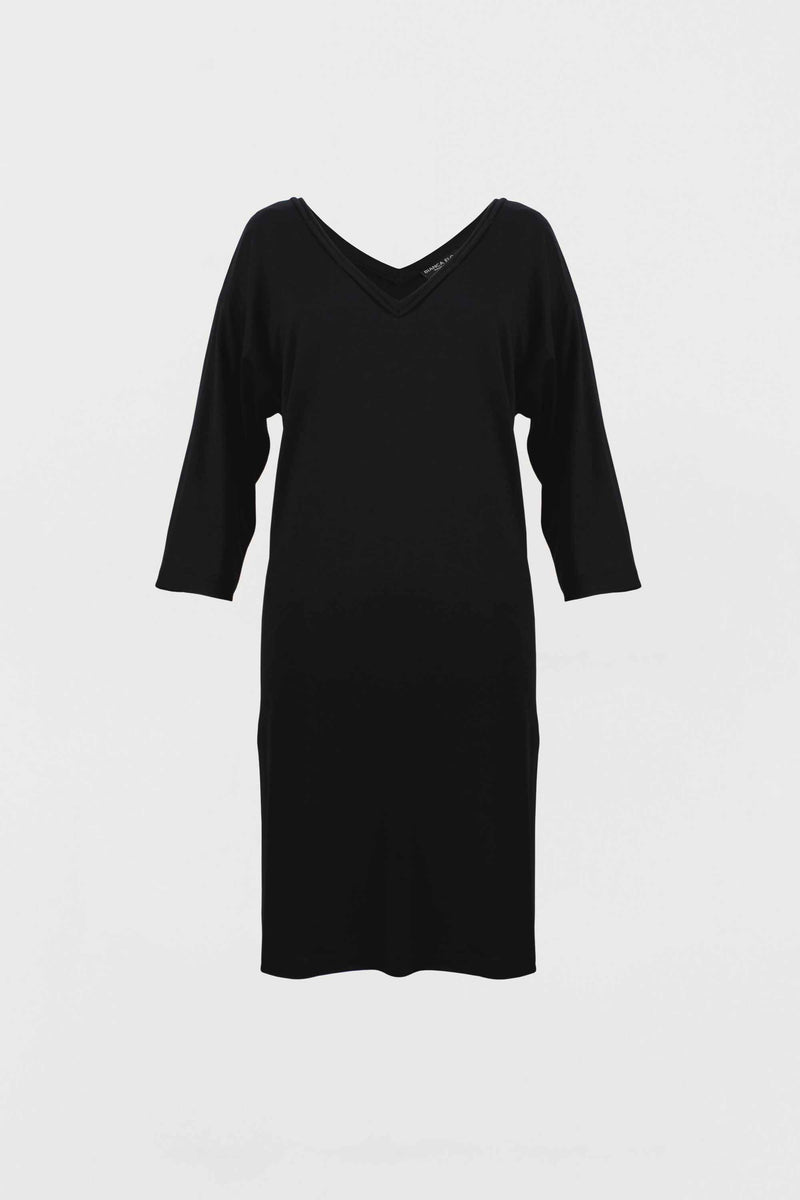 black tunic dress with sleeves